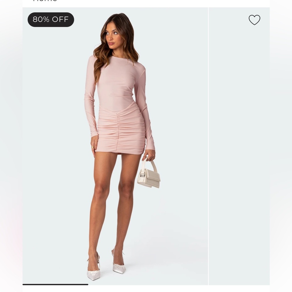 Edikted Pink Long Sleeve Dress